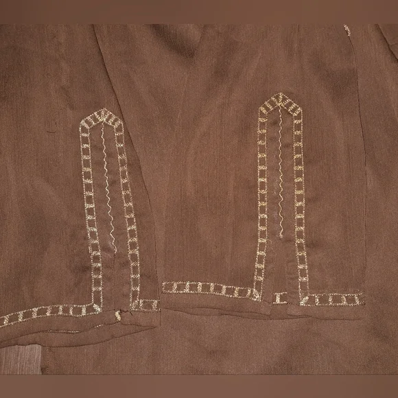 KORET WOMAN  BROWN SHEER with Goldtone Embroidery accents Sz 1X Woman - Picture 5 of 11